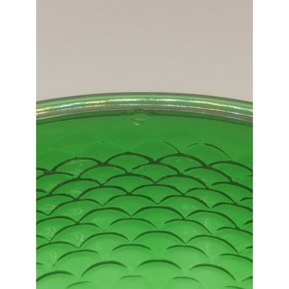 E O Brody USA Emerald Green Glass Planter Bowl Fish Scale Pattern G100 Vintage - Picture 5 of 9